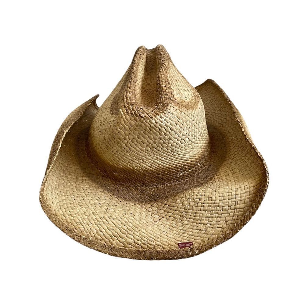 (SOLD) BULLHIDE Tan Woven Straw Western Cowboy Hat L - Picture 7 of 15